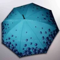 BARBARA VEE COLLECTION UMBRELLA LONG AUTOMATIC XL WINDPROOF ULTRA + . BUBBLES - TURQUOISE