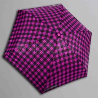 AUTOMATIC OPEN/CLOSE ULTRALIGHT POCKET WINDPROOF UMBRELLA . CHECK - FUCHSIA