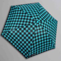 AUTOMATIC OPEN/CLOSE ULTRALIGHT POCKET WINDPROOF UMBRELLA . CHECK - TURQUOISE